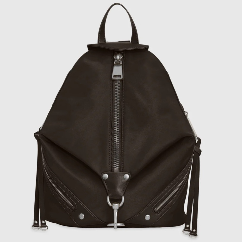 Rebecca Minkoff Julian Black Nylon Backpack with Silver Accents